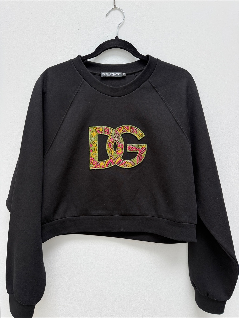 Dolce & Gabbana Black Sweatshirt with Pink and Yellow DG Patch